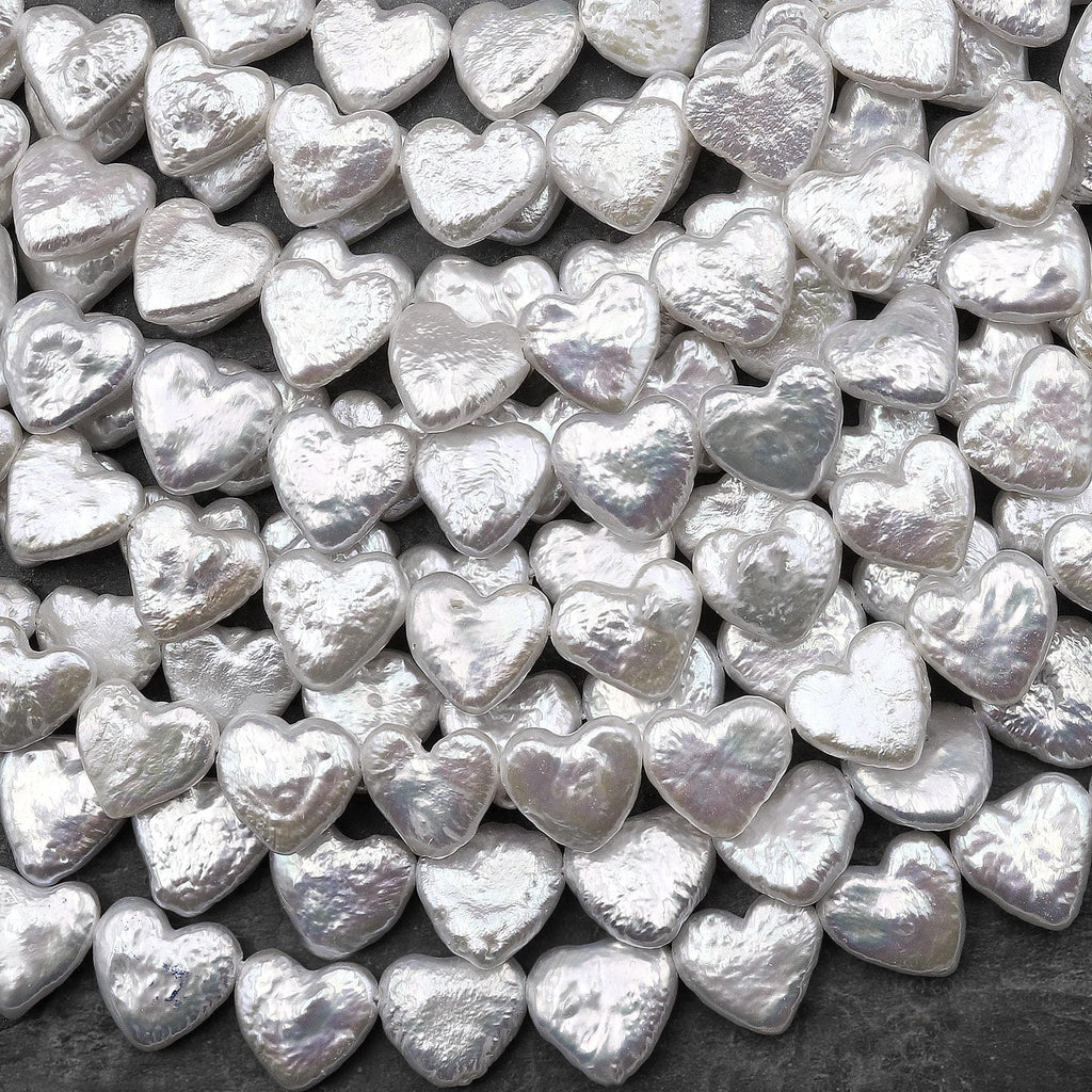 Real Genuine Natural White Heart Top Side Drilled Freshwater Pearl 12mm Beads Strand