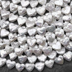Real Genuine Natural White Heart Top Side Drilled Freshwater Pearl 12mm Beads Strand