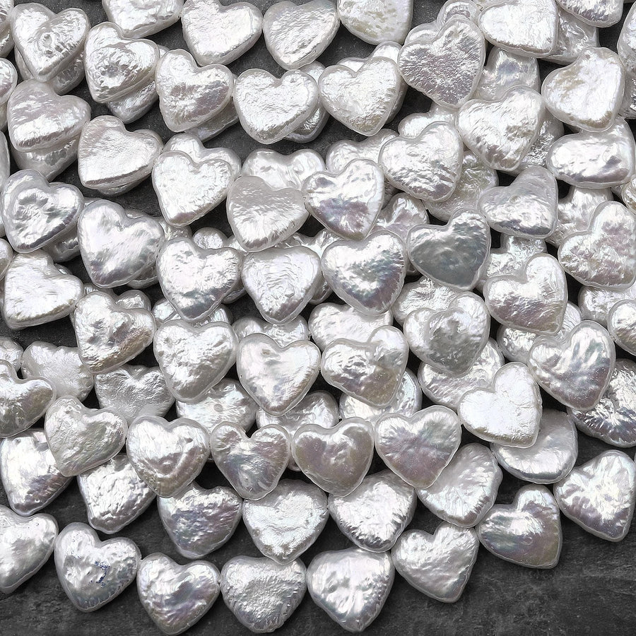 Real Genuine Natural White Heart Top Side Drilled Freshwater Pearl 12mm Beads Strand