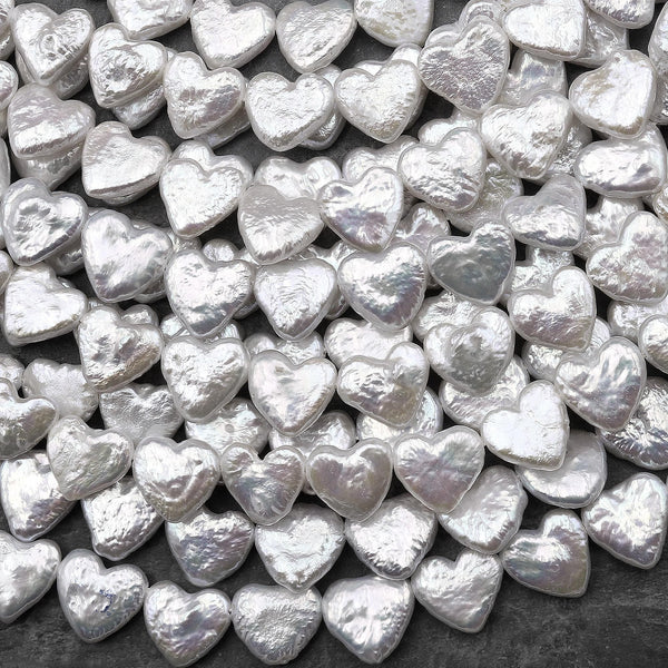 Real Genuine Natural White Heart Top Side Drilled Freshwater Pearl 12mm Beads Strand