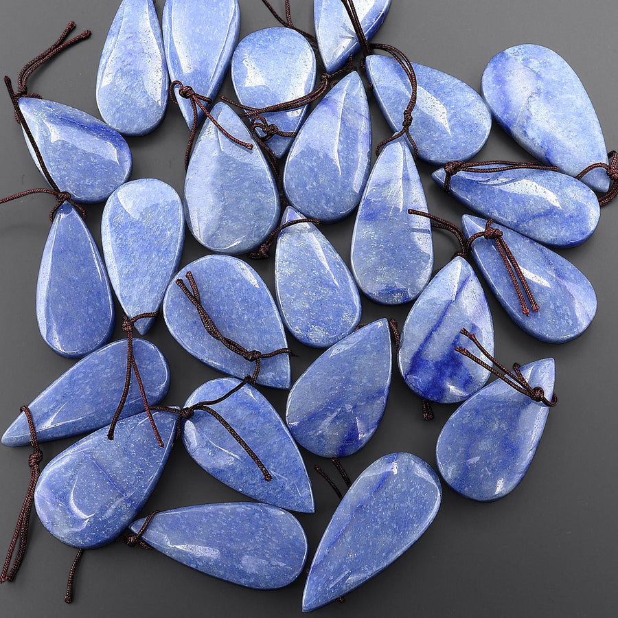 Natural Blue Aventurine Side Drilled Teardrop Pendant Healing Crystal