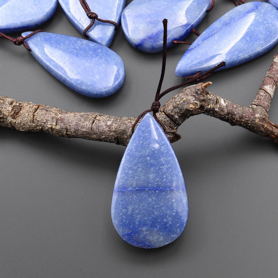 Natural Blue Aventurine Side Drilled Teardrop Pendant Healing Crystal