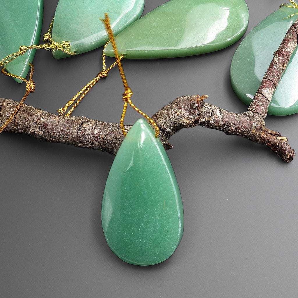 Natural Green Aventurine Side Drilled Teardrop Pendant Healing Crystal