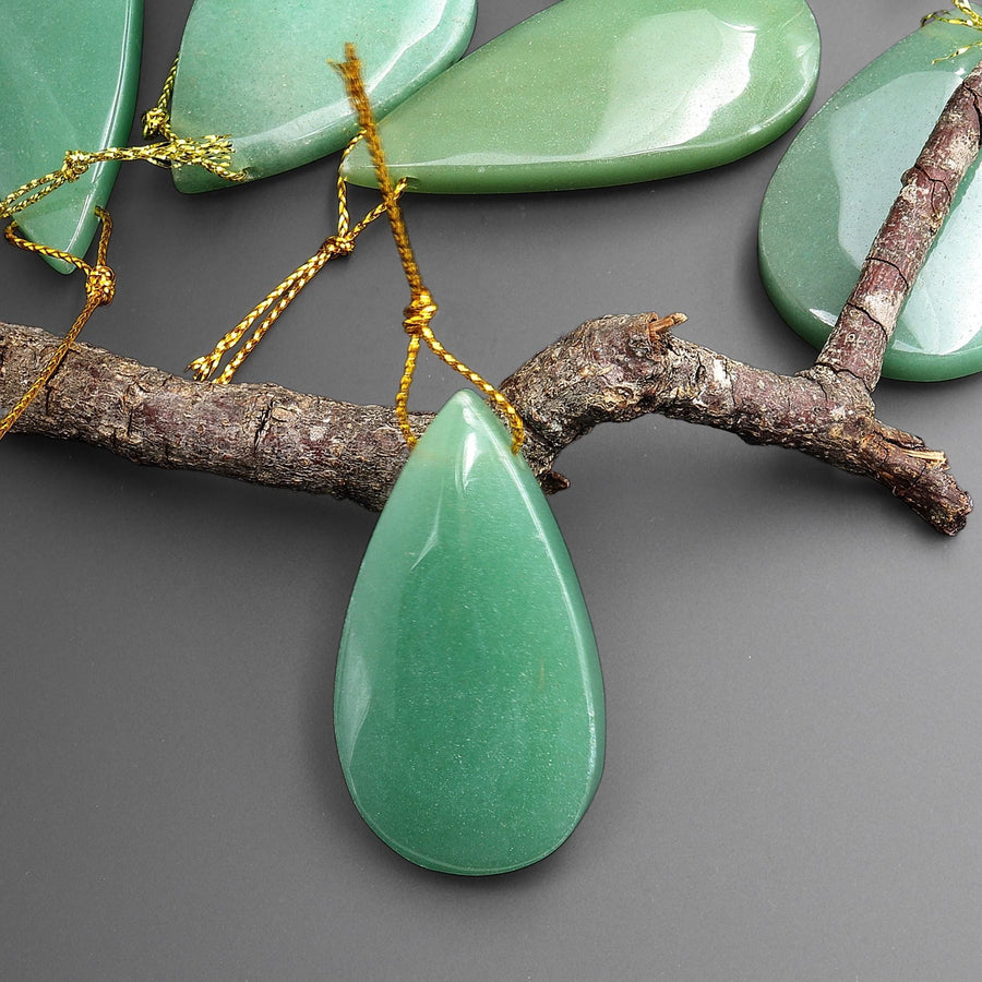 Natural Green Aventurine Side Drilled Teardrop Pendant Healing Crystal