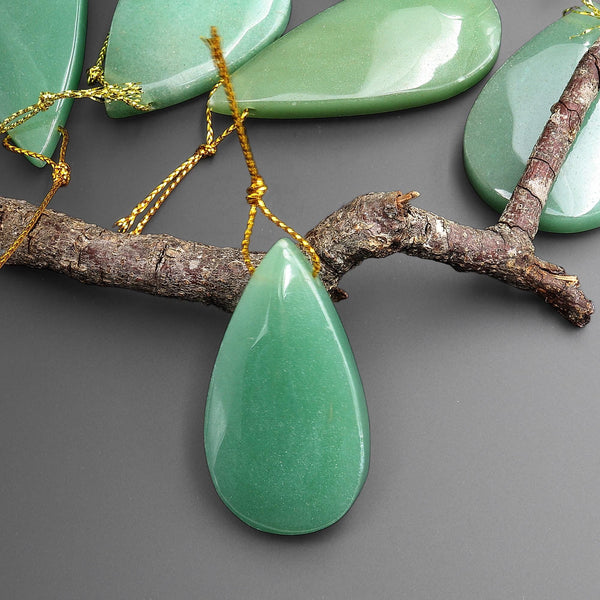 Natural Green Aventurine Side Drilled Teardrop Pendant Healing Crystal