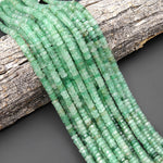AAA Faceted Natural African Green Chalcedony Beads 6x3mm hexagon Heishi Rondelle 15.5" Strand