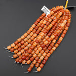 AAA Natural Red Orange Aventurine Hand Carved Tulip Flower 10mm Beads 7.5" Strand