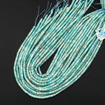 Natural Sea Blue Green Peruvian Amazonite 4x4mm Tube Cylinder Beads 15" Strand