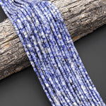 Natural Blue Sodalite 4x4mm Tube Cylinder Beads 15" Strand