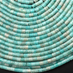 Natural Sea Blue Green Peruvian Amazonite 4x4mm Tube Cylinder Beads 15" Strand