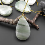 Natural Green Actinolite In Quartz Pendant Side Drilled Teardrop Gemstone