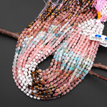 Multicolor Natural Gemstone 4mm Smooth Cube Beads Howlite Pink Opal Amazonite Rhodonite Tiger's Eye 15.5" Strand
