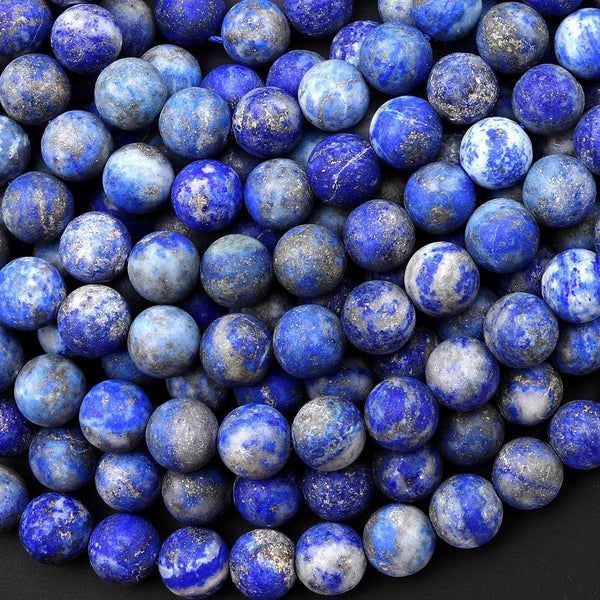Matte Natural Blue Lapis 4mm 6mm 8mm 10mm Smooth Round Beads 15.5" Strand