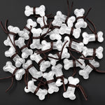Carved Natural Rock Crystal Quartz Dog Bone Home decoration Crystal Carvings Healing Palm Pocket Stone Gifts