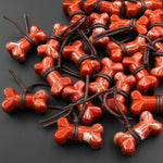 Carved Natural Red Jasper Dog Bone Home decoration Crystal Carvings Healing Palm Pocket Stone Gifts