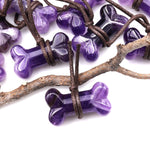 Carved Natural Purple Amethyst Dog Bone Home decoration Crystal Carvings Healing Palm Pocket Stone Gifts