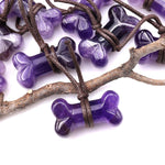 Carved Natural Purple Amethyst Dog Bone Home decoration Crystal Carvings Healing Palm Pocket Stone Gifts