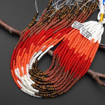 Multicolor Sunset Earth Mix 4mm Smooth Rondelle Beads Mother of Pearl Tiger's Eye Goldstone Red Orange Coral Colored Jade 15.5" Strand