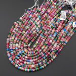 Joyful Harmony Mix - Multi-Color Gemstone 6mm Thin Smooth Rondelle Quartz Jade Green Tree Agate Beads 15.5" Strand