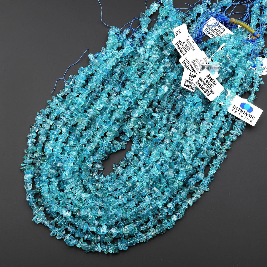AAA Extra Translucent Natural Apatite Freeform Chip Pebble Nugget Beads Gemstone 15.5" Strand