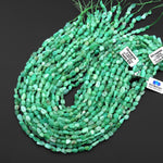 Natural Australian Green Chrysoprase Beads Freeform Pebble Nuggets Vertically Drilled 15.5" Strand