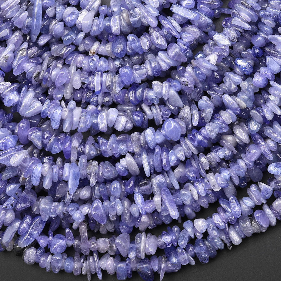 Real Genuine Natural Tanzanite Beads Freeform Center Drilled Chip Gemstone 15.5" Strand
