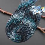 Natural Blue Tourmaline Faceted 2mm Round Beads Gradient Shaded Indicolite Gemstone 15.5" Strand