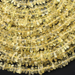 Natural Lemon Quartz Beads Freeform Rondelle Nugget Center Drilled Gemstone 15.5" Strand