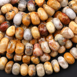 Freeform Natural Crazy Lace Agate Thick Rondelle Beads Gemstone 15.5" Strand