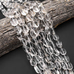 Natural Rock Quartz Beads Freeform Barrel Oval Nuggets Clear Healing Crystals 15.5" Strand