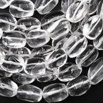 Natural Rock Quartz Beads Freeform Barrel Oval Nuggets Clear Healing Crystals 15.5" Strand