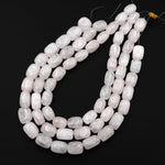 Icy Natural White Rock Quartz Beads Smooth Rectangle Nuggets Clear Healing Crystals 15.5" Strand