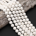 Large Natural White Sponge Coral Beads 16mm 17mm 18mm Smooth Round Gemstone 15.5" Strand