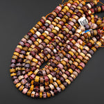 Natural Australian Mookaite Smooth Thick Rondelle Wheel Beads Sunset Colors 15.5" Strand