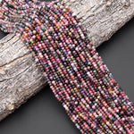 Faceted Natural Multicolor Tourmaline Gemstone Rondelle Beads 4mm Gemstone 15.5" Strand