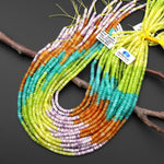Multicolor 4mm Smooth Rondelle Beads Lavender Lepidolite Orange Aventurine Aqua Blue Citrus Chartreuse Green Yellow Jade 15.5" Strand