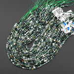 Faceted Natural Green Moss Agate Leaf Teardrop Gemstone Beads 4x6mm 15.5" Strand