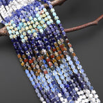 Multicolor Natural Gemstone 4mm Smooth Cube Beads Opalite Blue Aventurine Howlite Sodalite Impression Jasper Red Creek Jasper 15.5" Strand