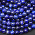 Large Hole Beads 3mm Drill AAA Natural Blue Lapis 10mm Round Beads 8" Strand
