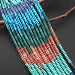 Vibrant Multi-Color Gemstone 6mm Thin Smooth Rondelle Cherry Quartz Blue Aventurine Jade Green Blue "Turquoise" Beads 15.5" Strand