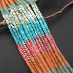 Vibrant Multi-Color Gemstone 6mm Thin Smooth Rondelle Cherry Quartz Colored Jade Green Aventurine Amazonite Beads 15.5" Strand
