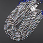 AAA Faceted Natural Labradorite 4mm Thin Rondelle Beads 15.5" Strand