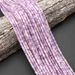 Natural Soft Lilac Purple Lepidolite 4mm Heishi Rondelle Beads 15.5" Strand