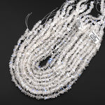 AAA Translucent Natural Blue Rainbow Moonstone Beads Freeform 8mm Rondelle Center Drilled 15.5" Strand