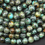 Large Hole Beads 3mm Drill Natural African Turquoise 10mm Round Beads 8" Strand