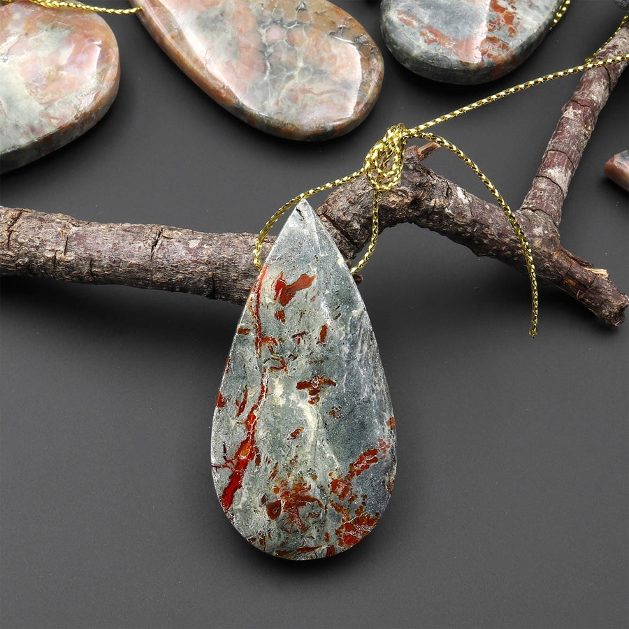 Real Genuine Natural Dinosaur Coprolite Dung Teardrop Pendant Side Drilled Gemstone from Utah A5