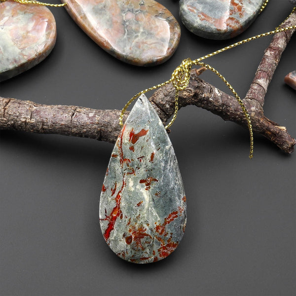 Real Genuine Natural Dinosaur Coprolite Dung Teardrop Pendant Side Drilled Gemstone from Utah A5