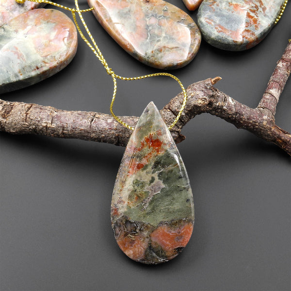 Real Genuine Natural Dinosaur Coprolite Dung Teardrop Pendant Side Drilled Gemstone from Utah A6