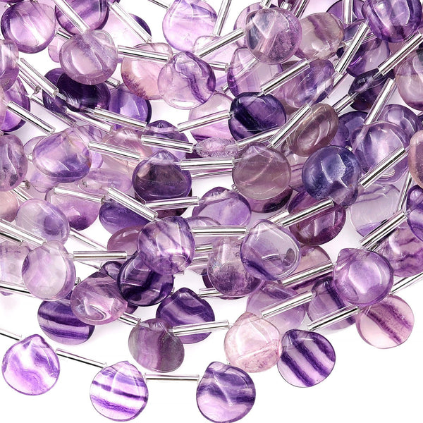 AAA Natural Purple Fluorite Smooth Briolette Teardrop Beads 10mm 15.5" Strand