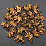AAA Hand Carved Natural Tiger's Eye Triceratops Dinosaurs Pendant Gemstone Focal Bead